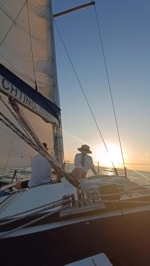 3 hrs Sailboat sea adventure in Dubai with Burj Khalifa view - Food, drinks, music, and onboard comfort