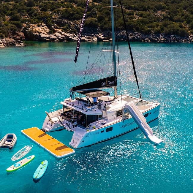 Agios Nikolaos: Sailing Trip Catamaran Lunch and Water Toys - Spinalonga from the water