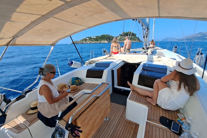 Amalfi Skip the Crowds Private Chill Experience on a Sail Yacht - Praiano and Positano from offshore