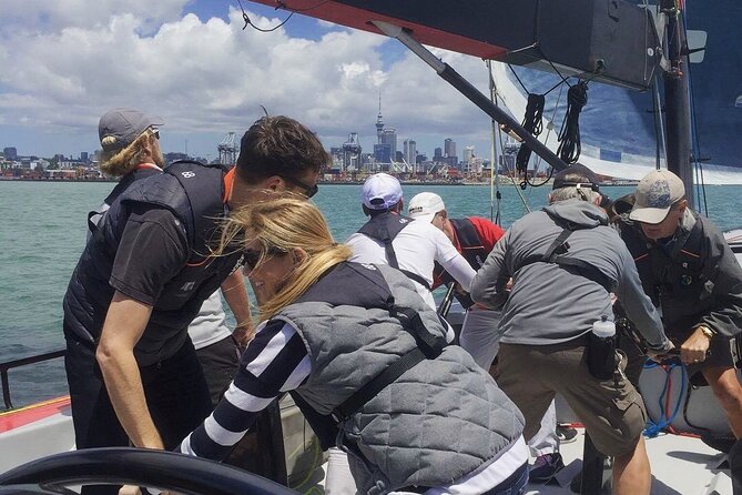 America's Cup Sailing on Auckland's Waitemata Harbour - Sailing an Americas Cup yacht from Quay Street