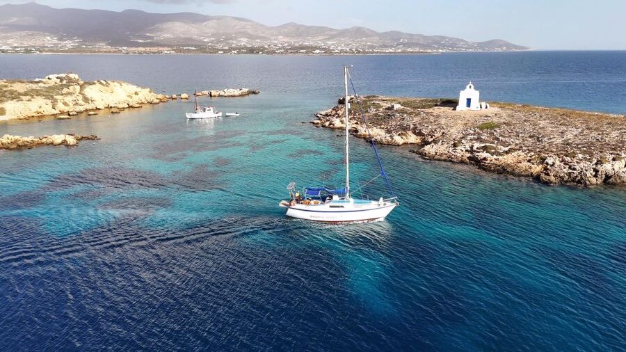 Antiparos: Private Sailing Cruise with Swim Stops and Lunch - Epitaphios cave and the approach to Despotiko