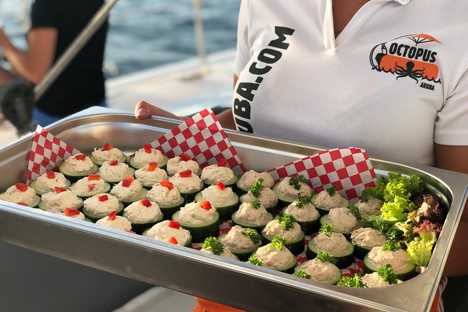 Aruba Happy Hour Sunset Sail with Savory Bites and Cocktails - Savory bites served about every 15 minutes