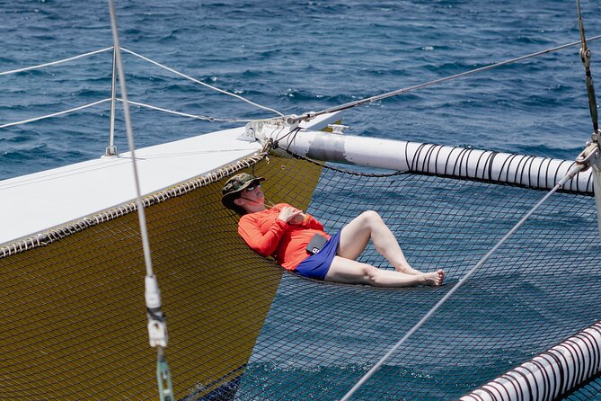 Aruba Sunset Sail - The Arusun Catamaran - Setting sail from Palm Beach at 5:00 pm
