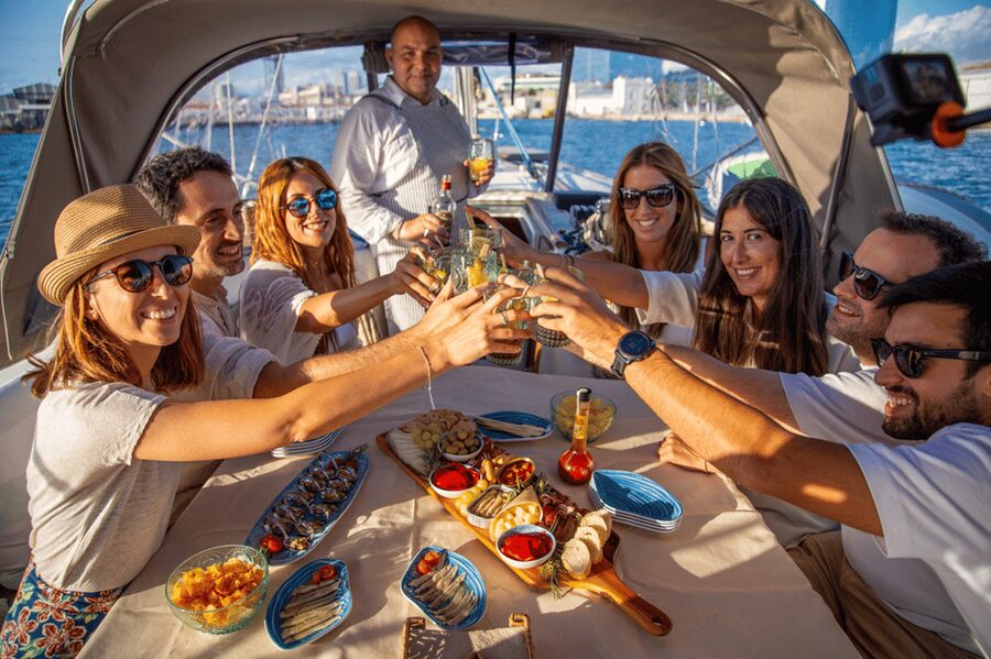 Barcelona: Local Tapas and Drinks Sailing Adventure Tour - Barcelona’s skyline from offshore