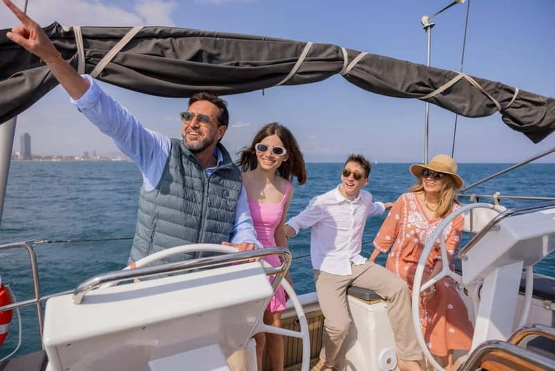 Barcelona: Luxury Sailing Experience from Port Olimpic - The Forum and Tibidabo in the distance