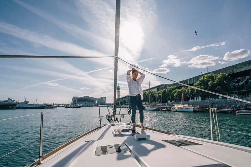 Barcelona: Sailing Tour + Food, Drinks, Swim & Sunset Option - The Mediterranean swim stop
