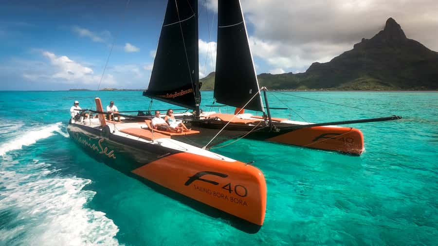 Bora Bora: Half Day Catamaran Sailing & Snorkelling - Sailing beside Mount Otemanu and the barrier reef