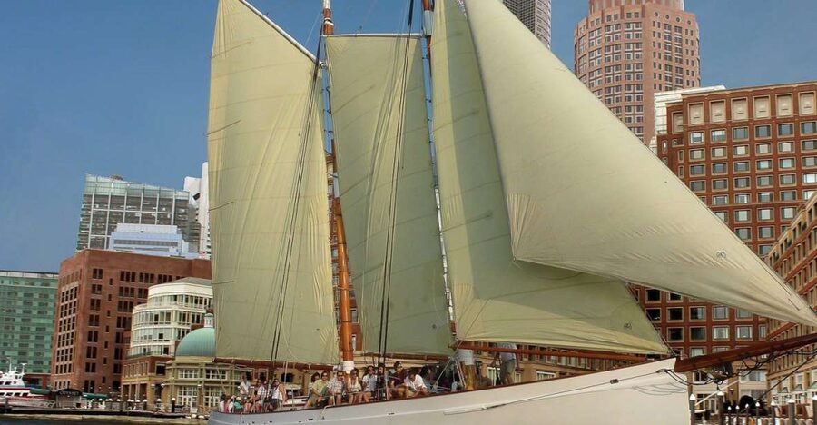 Boston: Harbor Champagne Sunset Sail from Rowes Wharf - The first views: Fish Pier, Fan Pier, and Castle Island