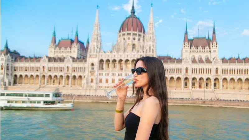 Budapest: Sip and Sail River Cruise with Unlimited Prosecco - Budapest at dusk from Akadémia Dock 2