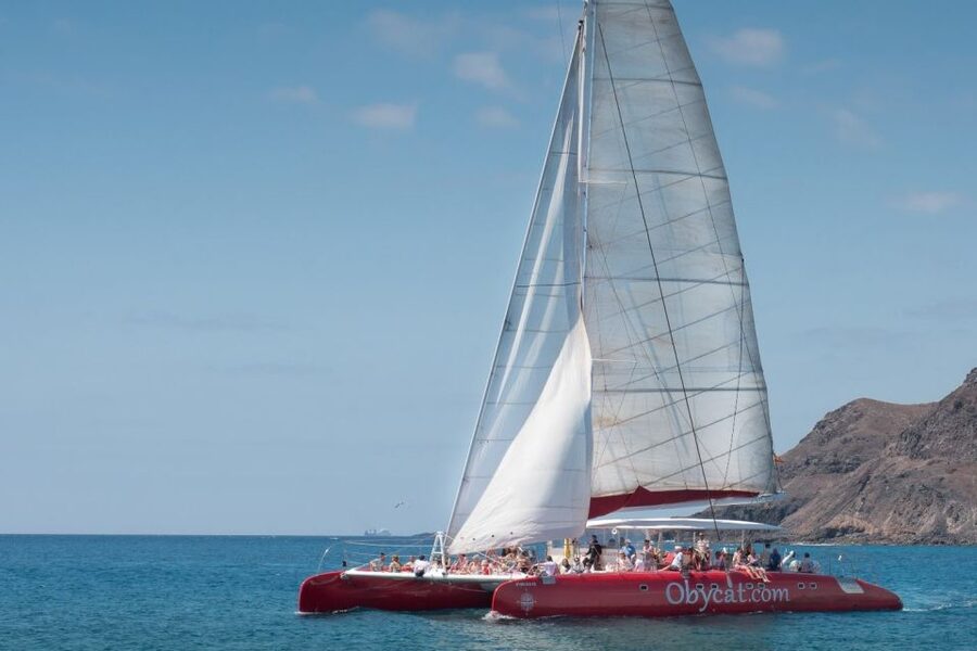 Caleta de Fuste: Catamaran Sailing Experience - Sailing toward Pozo Negro Bay