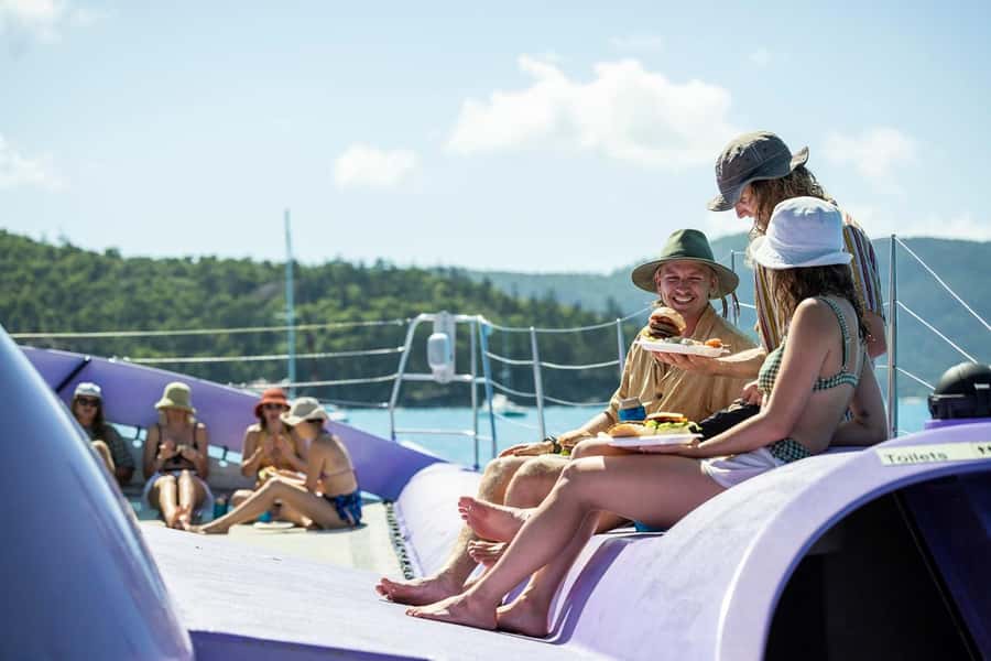 Camira Sunset Sail -Drinks & Snacks -Departing Airlie Beach - Watching Airlie Beach light up