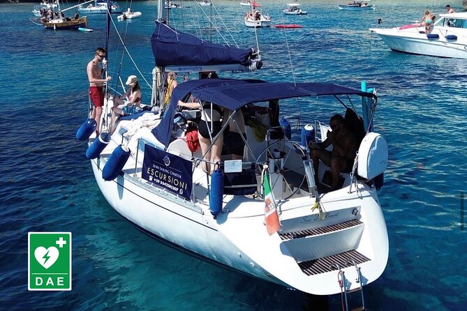 Catamaran tour stops bathing and snorkeling toast with prosecco - Grotta dei Colombi and the story of the cave