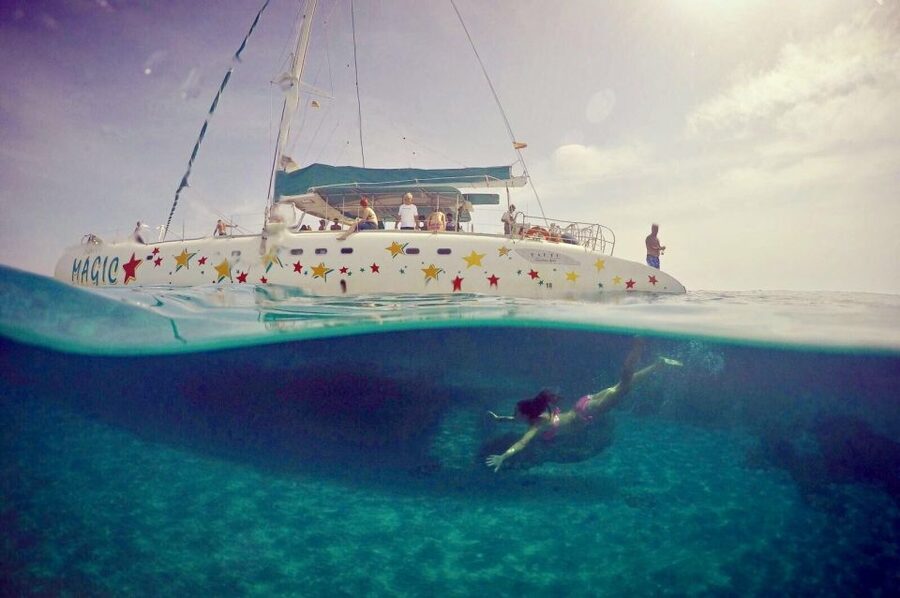 From Roses: Sailing Catamaran Cruise to Medes Islands - Leaving Roses across the Bay of Roses