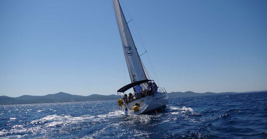 From Zadar: Private Half-Day Sailing Trip - Sailing toward Ugljan and the view of Galevac