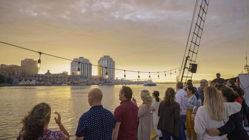 Halifax Sunset Cruise Aboard the Tall Ship Silva - The first harbour views: Georges Island and Maugher Beach