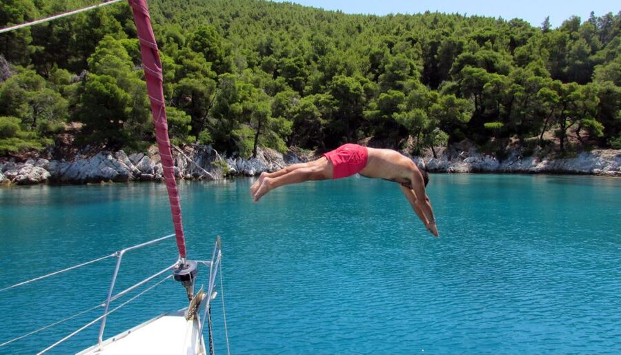 Halkidiki: 7 Hours Private Cruise with Sailing Boat - Spalathronisia and the narrow sands of Lemos