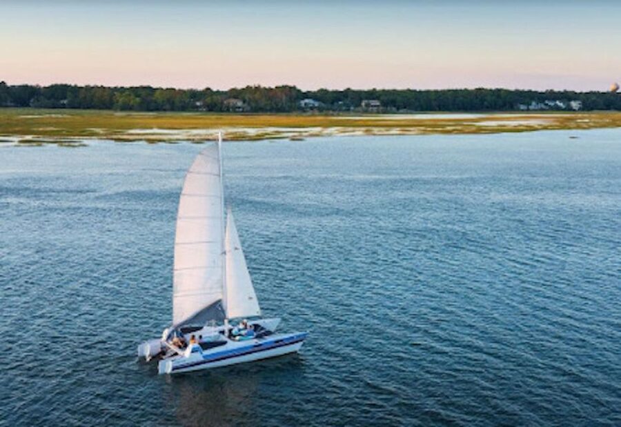 Hilton Head: Private Dolphin Day or Sunset Catamaran Sail - A private sail through Hilton Head’s salt marsh