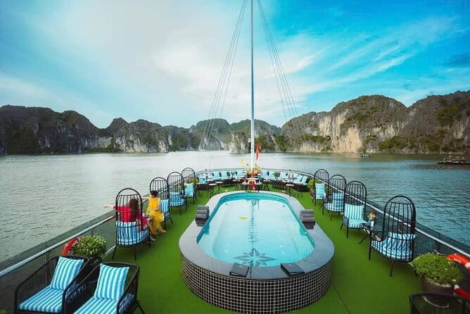 JADE SAILS Best Luxury Day Cruise Visit Ha Long Bay & Lan Ha Bay - Floating village views at 2:45