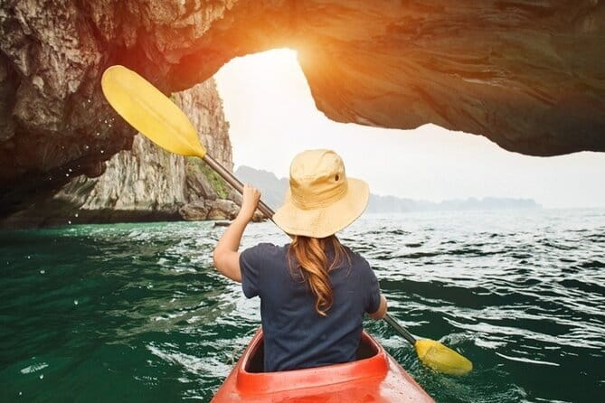 JADE SAILS Best Luxury Day Cruise Visit Ha Long Bay & Lan Ha Bay - Kayaking and swimming at Ao Ech