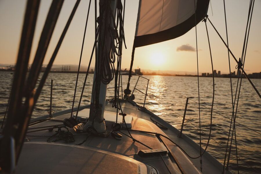 Long Beach: Private Sailboat Rental with Licensed Captain - Golden hour from the deck