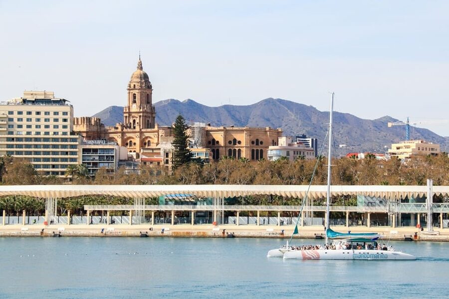 Malaga: Catamaran Sailing Cruise with Swimming & Optional DJ - The front nets are worth arriving early for