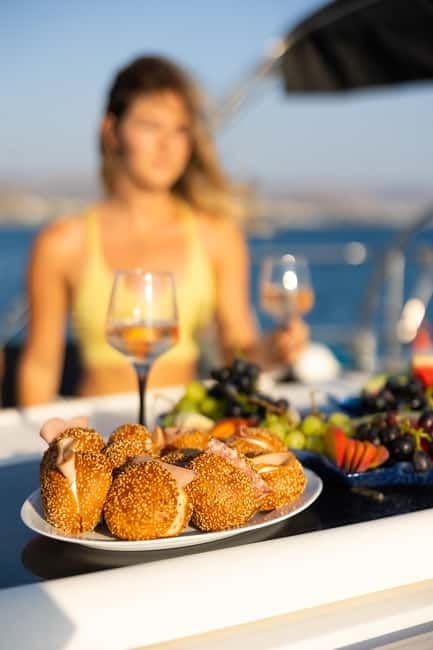 Naxos: Private Sunset Sailing Cruise on a 51-Foot Monohull - A simple aperitivo as the sky changes