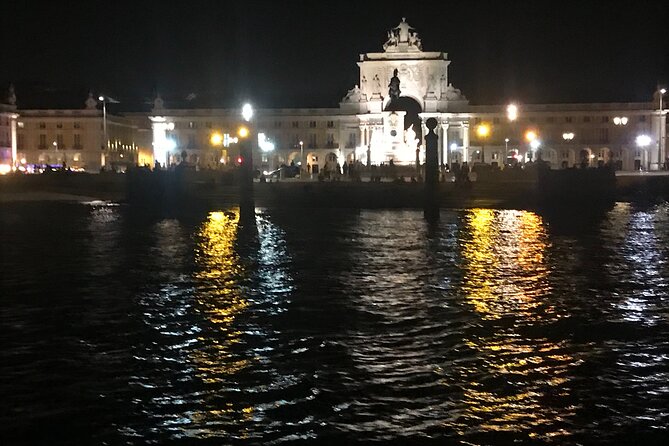 New Year's Eve on a Sailboat with Fireworks display in Lisbon - Praça do Comércio and the riverfront city