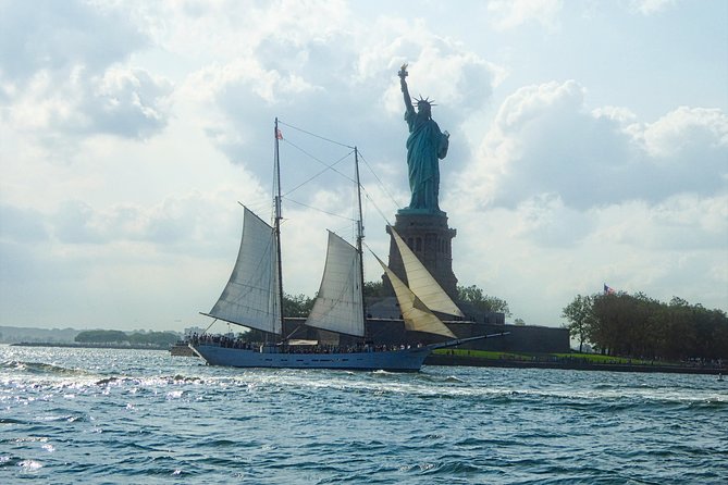 NYC Statue of Liberty Tall Ship Sail aboard Clipper City - Leaving the East River beneath the Brooklyn Bridge