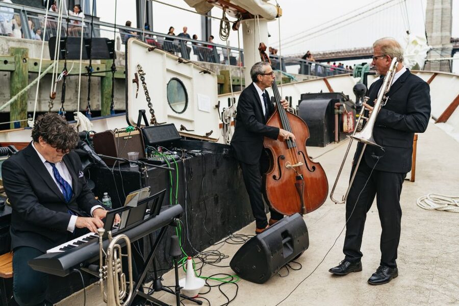 NYC: Sunset Jazz Sail aboard the 'Clipper City' - Golden Hour Near the Statue of Liberty