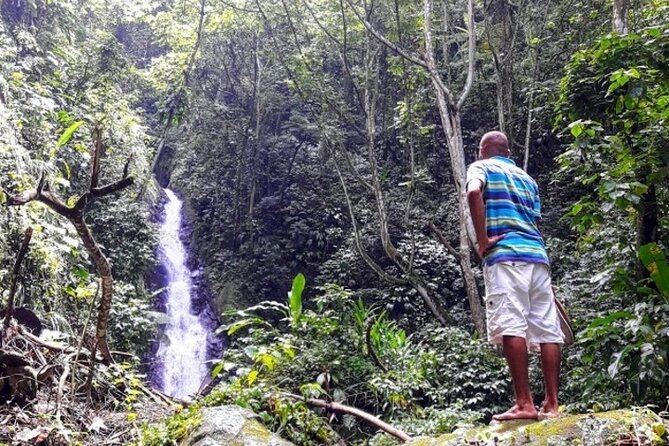 Private “Sail & Hike” Tour of Grenada - Black Bay’s black sand and the start of the hike