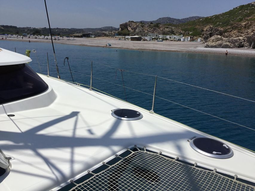 Rhodes: Sailing Catamaran Day Cruise with food and drinks - Kallithea Springs and the last swim