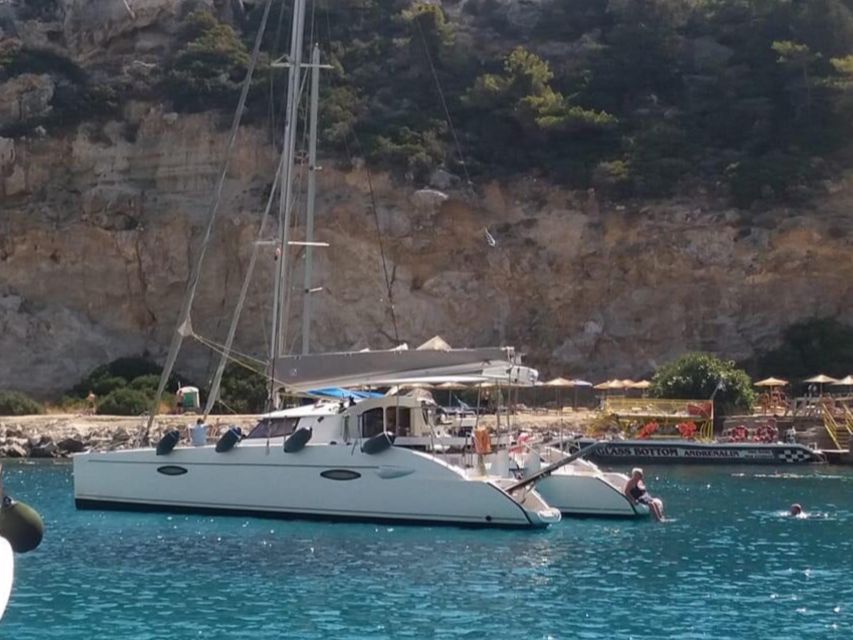 Rhodes: Sailing Catamaran Day Cruise with food and drinks - The first 75 minutes along Rhodes’ east coast