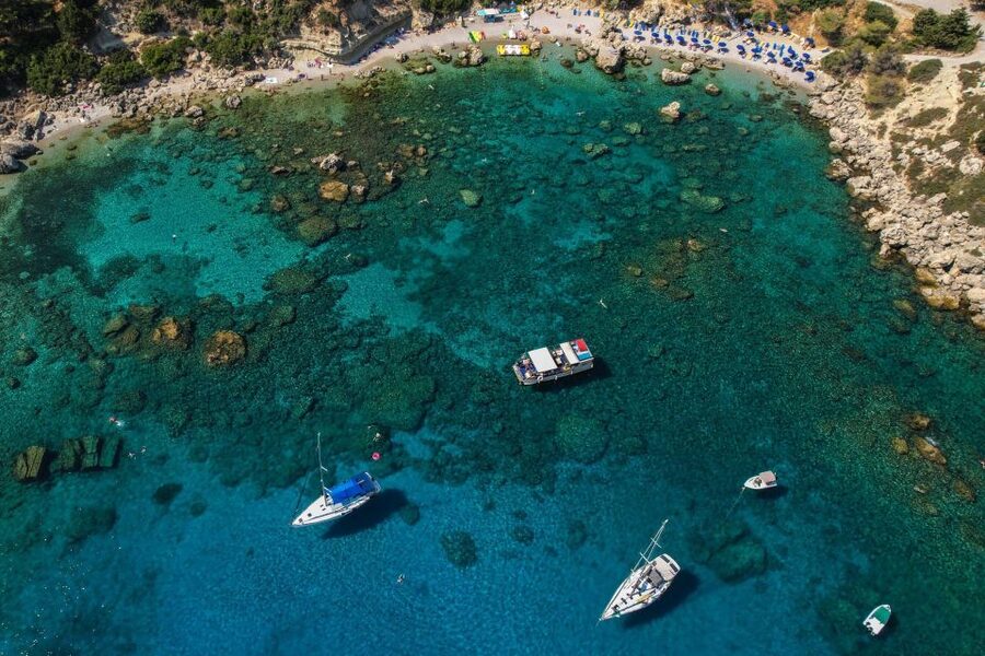 Rhodes: Sailing Yacht Cruise with Food & Drinks (SmallGroup) - Ladiko Bay, lunch, and a slower hour