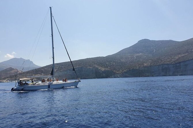 Sailing Boat Small Group Kleftiko and Sikia Cave West of Milos - Agios Dimitrios finishes the swimming