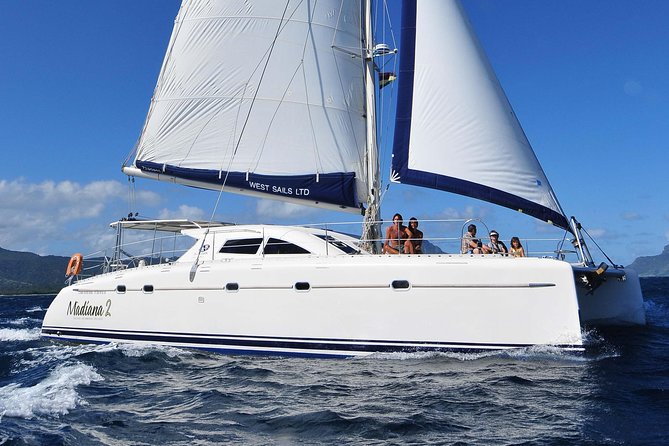 Sailing Catamaran Cruises - Cruising the west coast toward Tamarin and Le Morne
