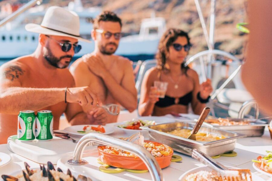 Santorini Caldera: Morning Sailing Cruise with Meal - Small group size and crew service