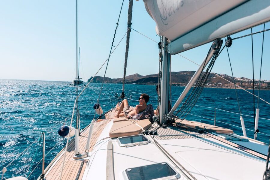 Santorini Caldera: Morning Sailing Cruise with Meal - From Vlihada Marina to Red and White Beach