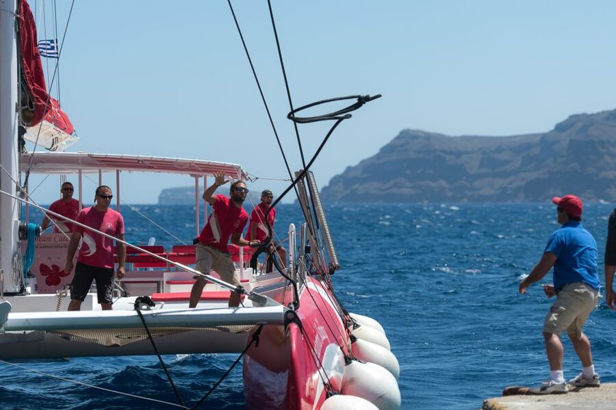 Santorini: Dream Catcher 5-hour Sailing Trip in the Caldera - Private bays and the best swim stops