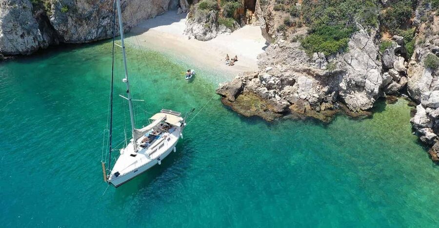 Small-Group Sailing Cruise in Nafplio with Local Treats - Romvi Beach and the first water stop