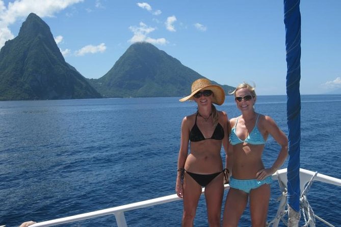 St Lucia Catamaran Day Sailing and Sightseeing Tour - Soufriere Bay and the Pitons from sea level