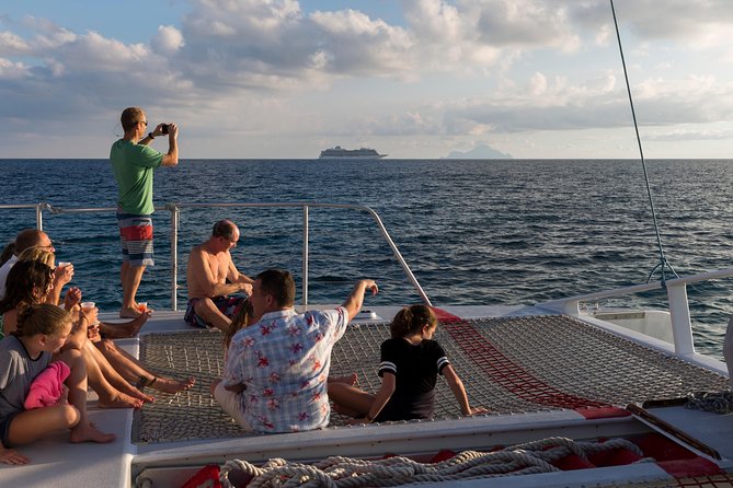 St. Martin Sunset Sail - Choosing between the deck and the forward nets