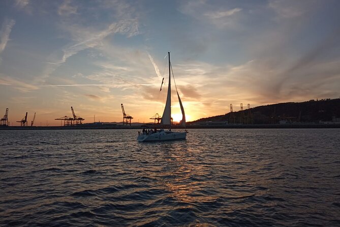 Sunset Sailing Experience w/ Live Spanish Guitar & Spanish Tapas - Leaving Moll de Mestral in Port Olímpic