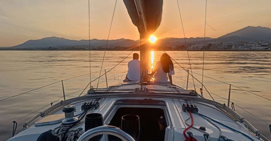Sunset Sailing in Private Sailboat Puerto Banus Marbella - Leaving Playa Puerto Banús and finding your sea legs