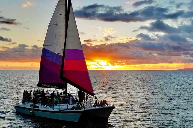 Sunset Sailing on a Floating Tiki Bar Charming Hawaiian Catamaran - Leaving Maalaea Harbor at 4:30 pm