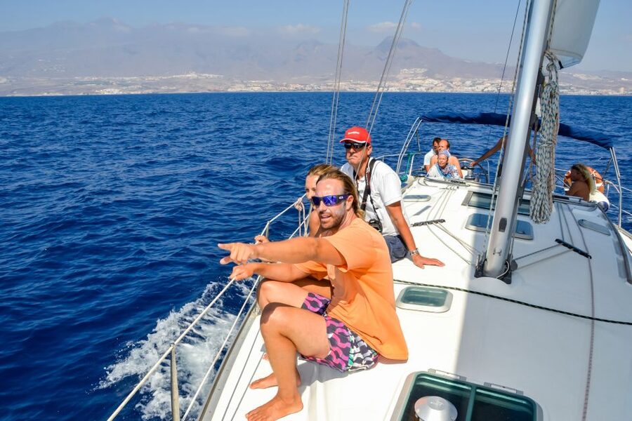 Tenerife: Sailboat Tour Whale Watching Food and Snorkeling - Snorkeling in a sheltered bay