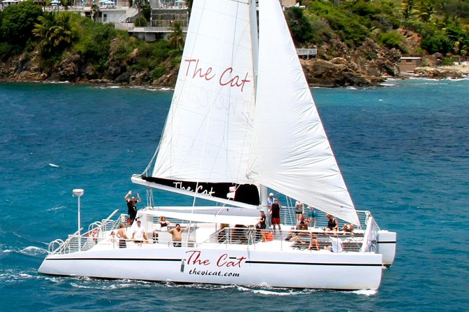Turtle Cove Catamaran Snorkel and Sail at Little Buck Island STT - Sailing out from Frenchman’s Cove at 1 p.m.